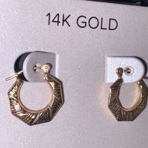Geometric 14K Gold Small Hoop Earrings